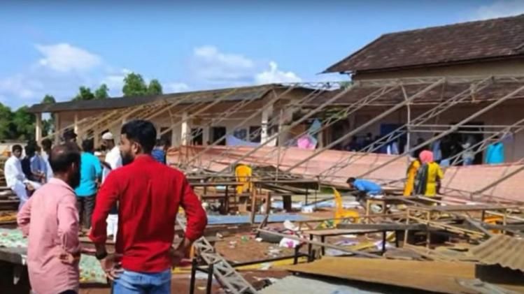 മന്ത്രിയുടെ പരിപാടിക്കായി ഒരുക്കിയ പന്തൽ തകർന്നു; നാല് പേർക്ക് പരുക്ക്